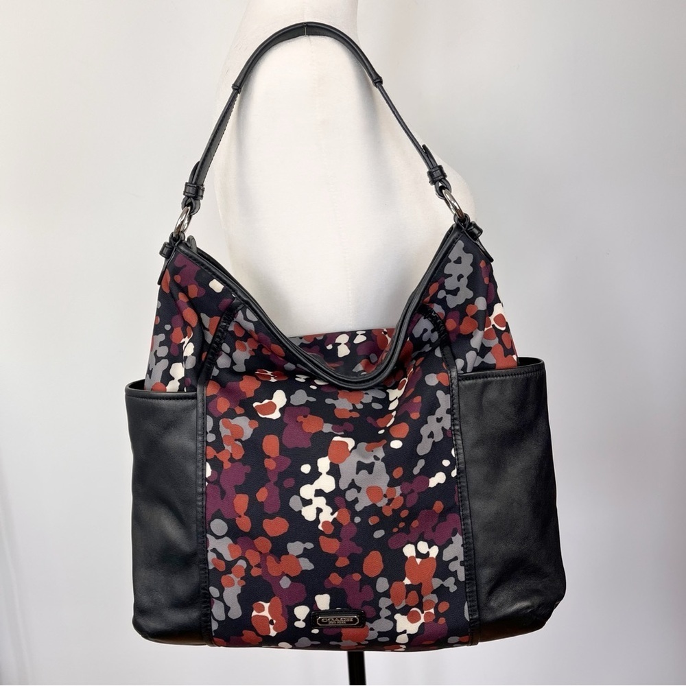 Coach | Park Splatter Print Canvas Black Leather Hobo